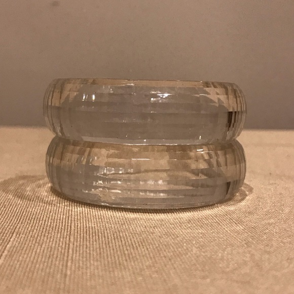 Bundle of 2 colorless resin bangles.EUC - Picture 4 of 6